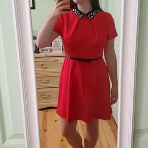 ELLE red collared fit and flare dress- women 12